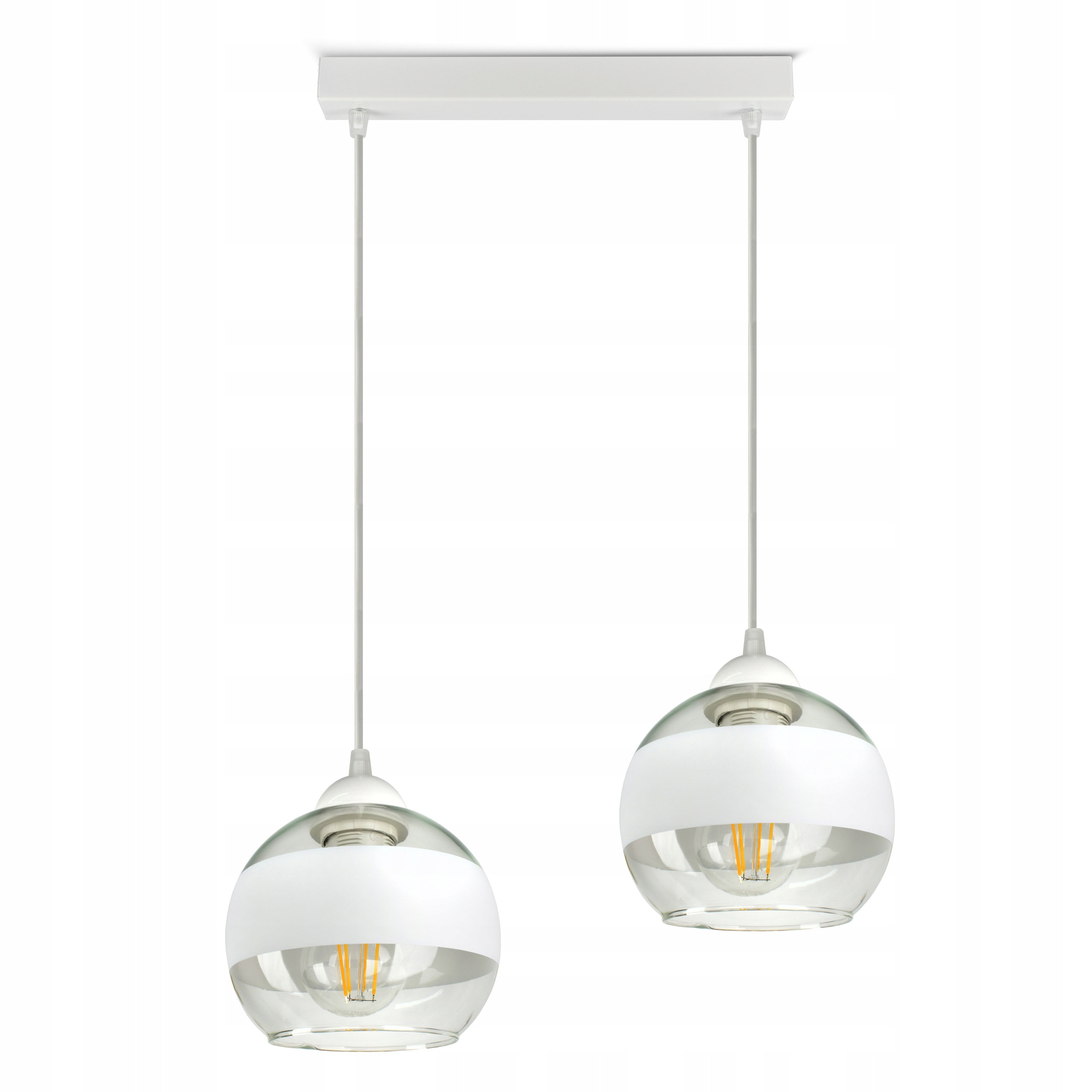 Závěsná stropní lampa Lustr Bílá Skleněné Koule Bílý Belt BZ2 Led E27