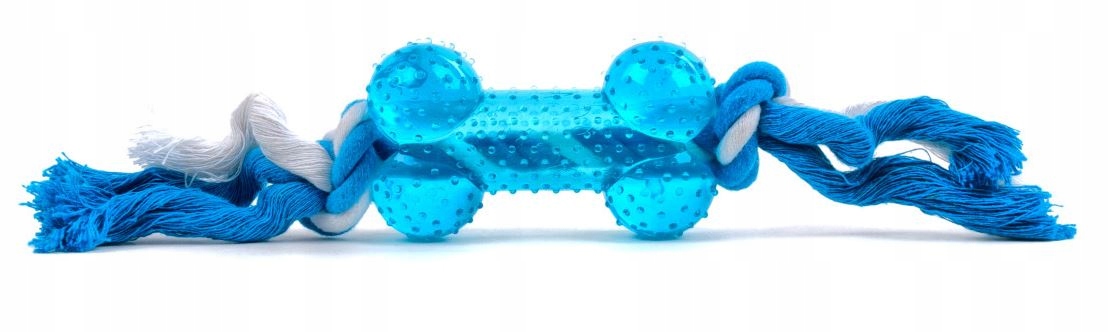 

Bawełniany sznur z Niebieską gumową Kością / 25 cm