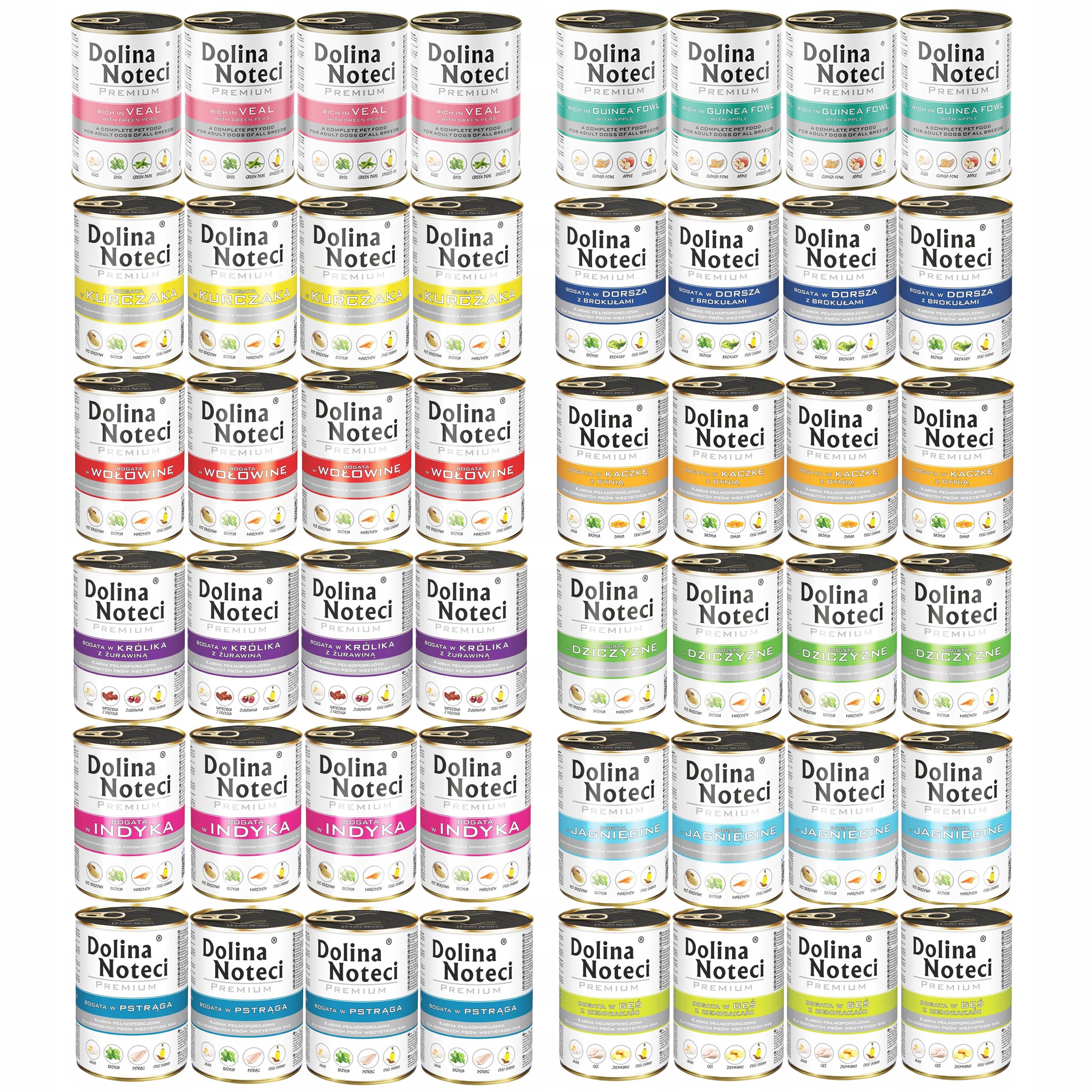 Dolina Noteci Premium Mix Smaków karma dla psa mokra 48 x 400g bez zbóż