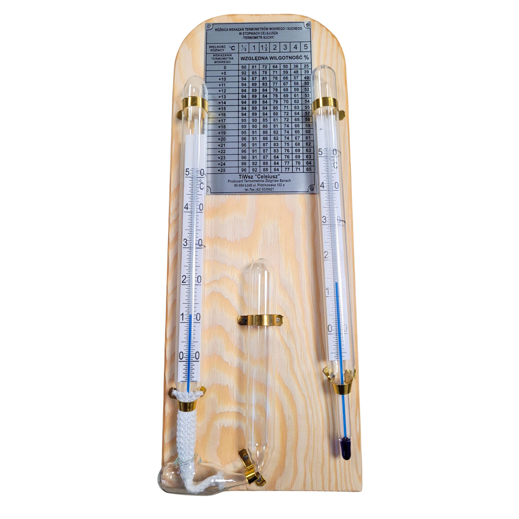 Psychrometr Augusta na drewnie term. suchy i mokry do pomiaru wilgotności