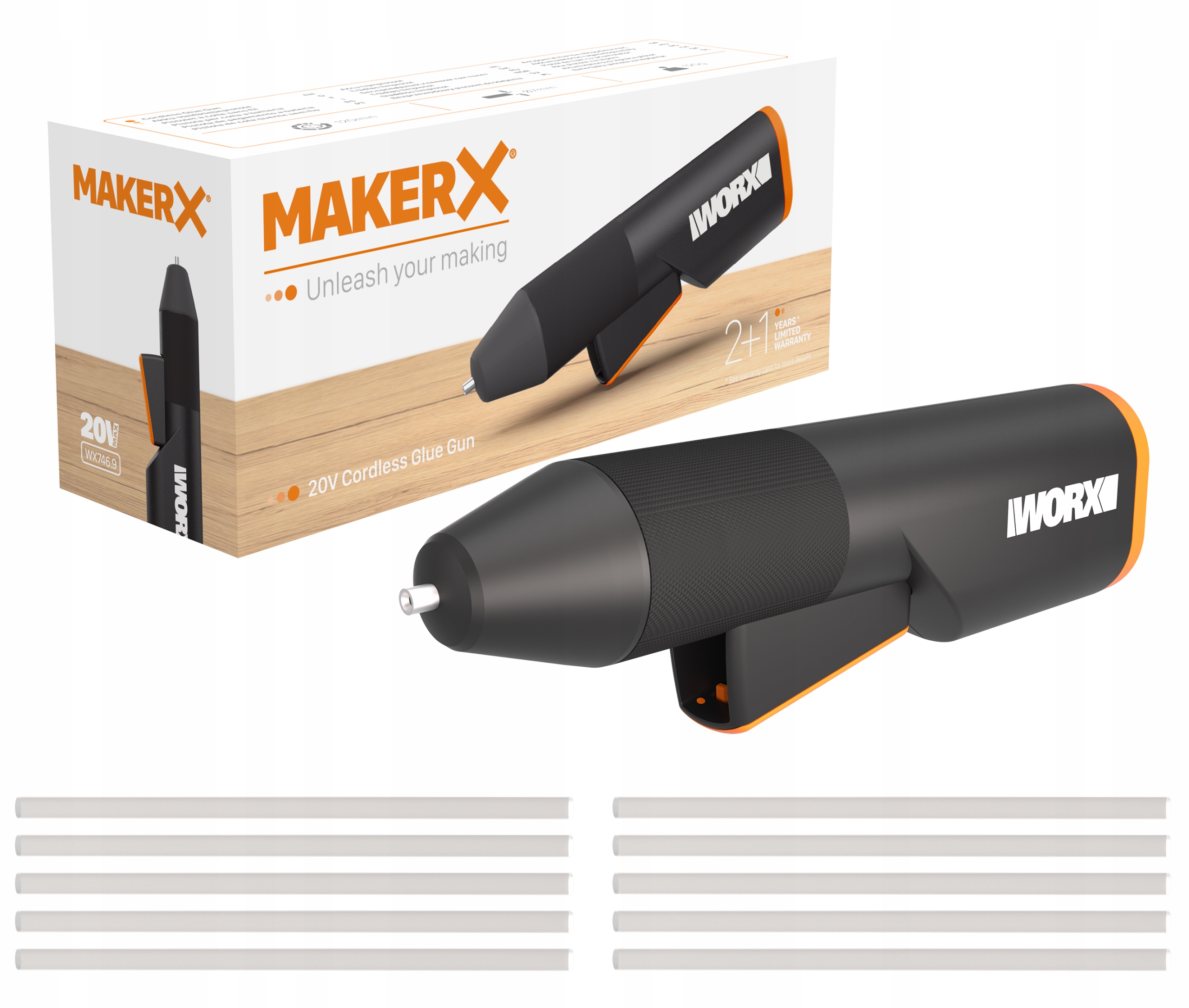

Pistolet do kleju MakerX Worx WX746.9 Klej 10szt