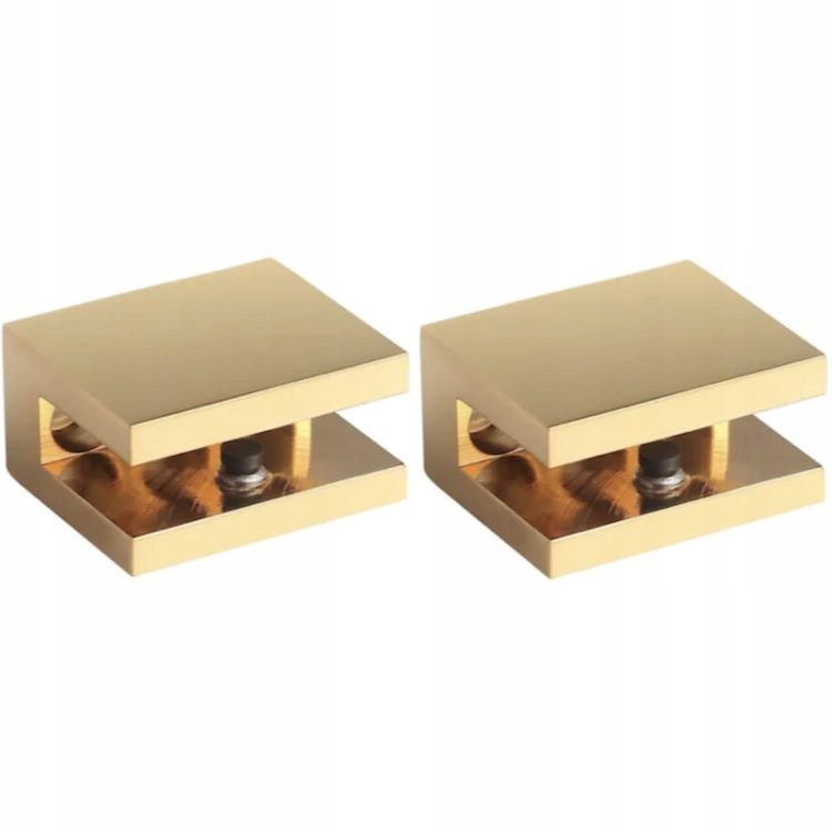 Držák na skleněnou poličku zlatý, upevnění skla na skleněnou poličku, kovový