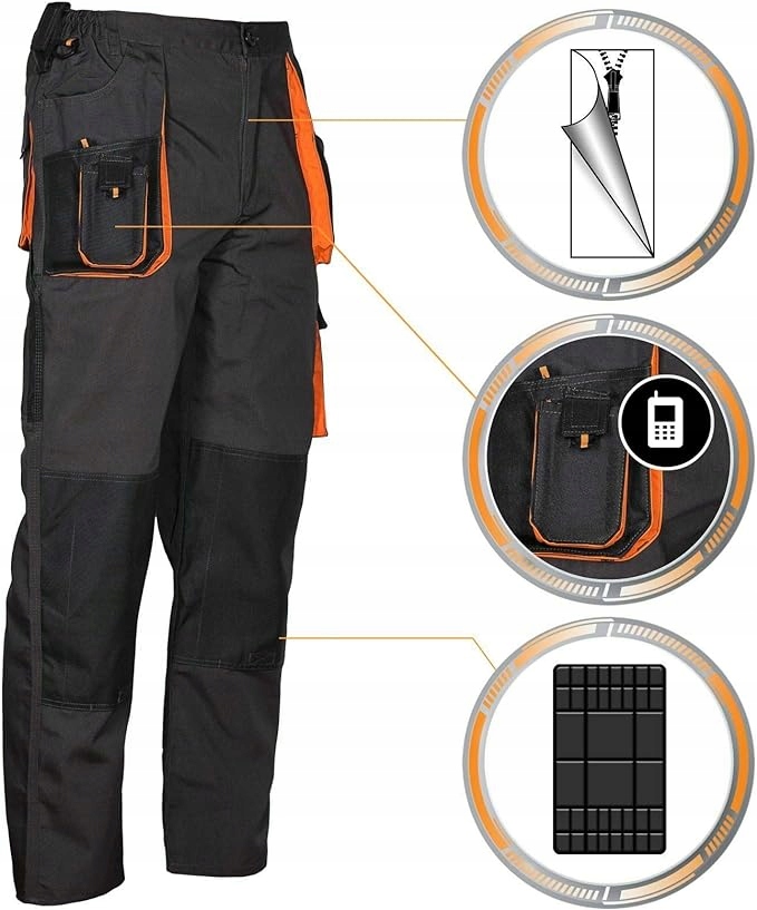 MOCNE Spodnie robocze CLASSIC ORANGE WZMACNIANE OXFORD600 NIEKRĘPUJĄCE Kod producenta SP_CLASSIC_ORANGE_52