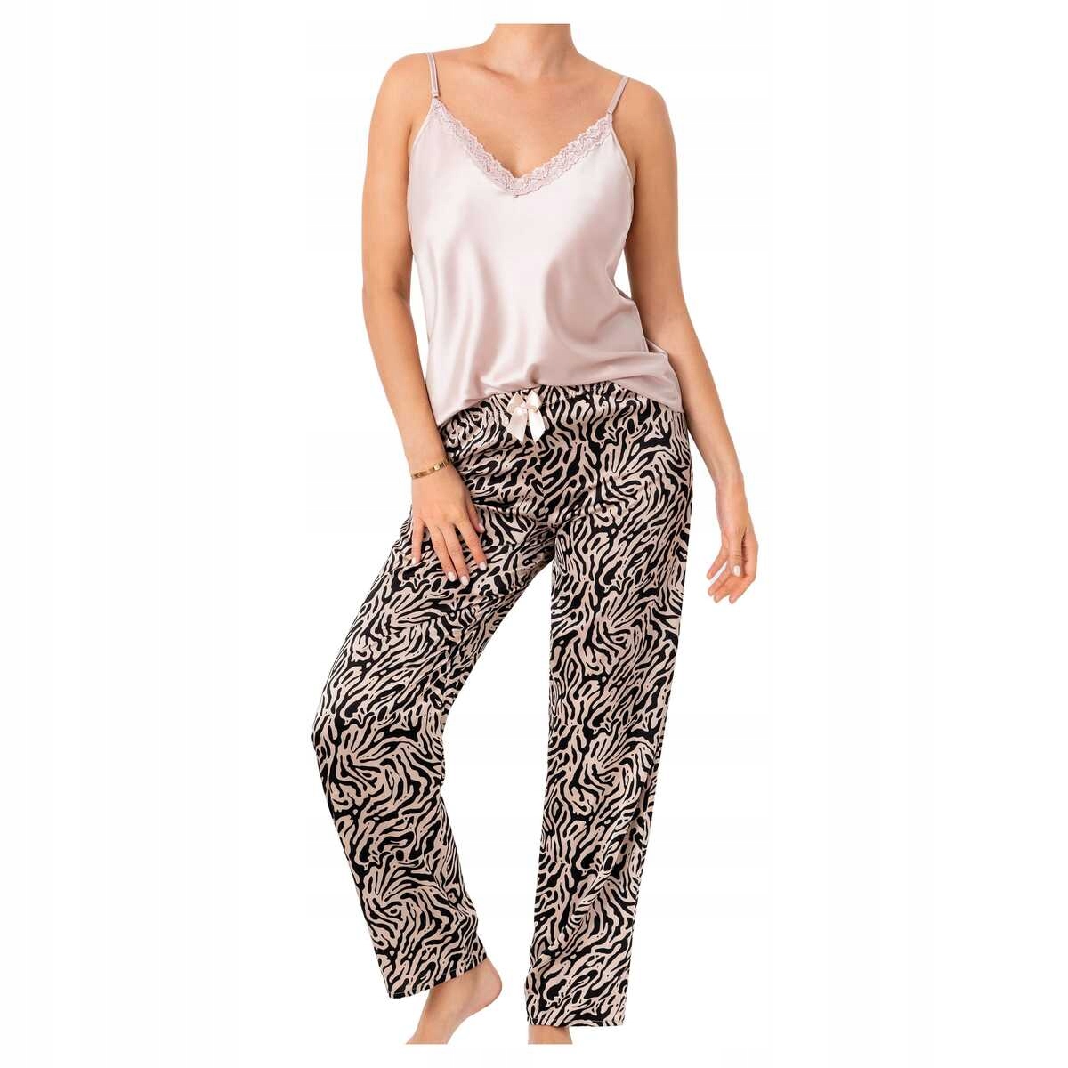 Donna Dámské saténové pyžamo s dlouhými kalhotami a ramínky Sheila long M