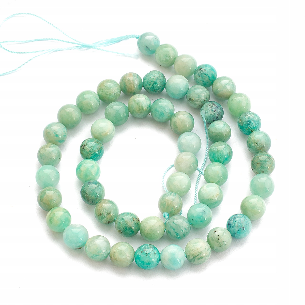Korálky Přírodní Amazonit, Kulaté, 7-8mm, Otvor 1mm, 48ks/36cm/nic
