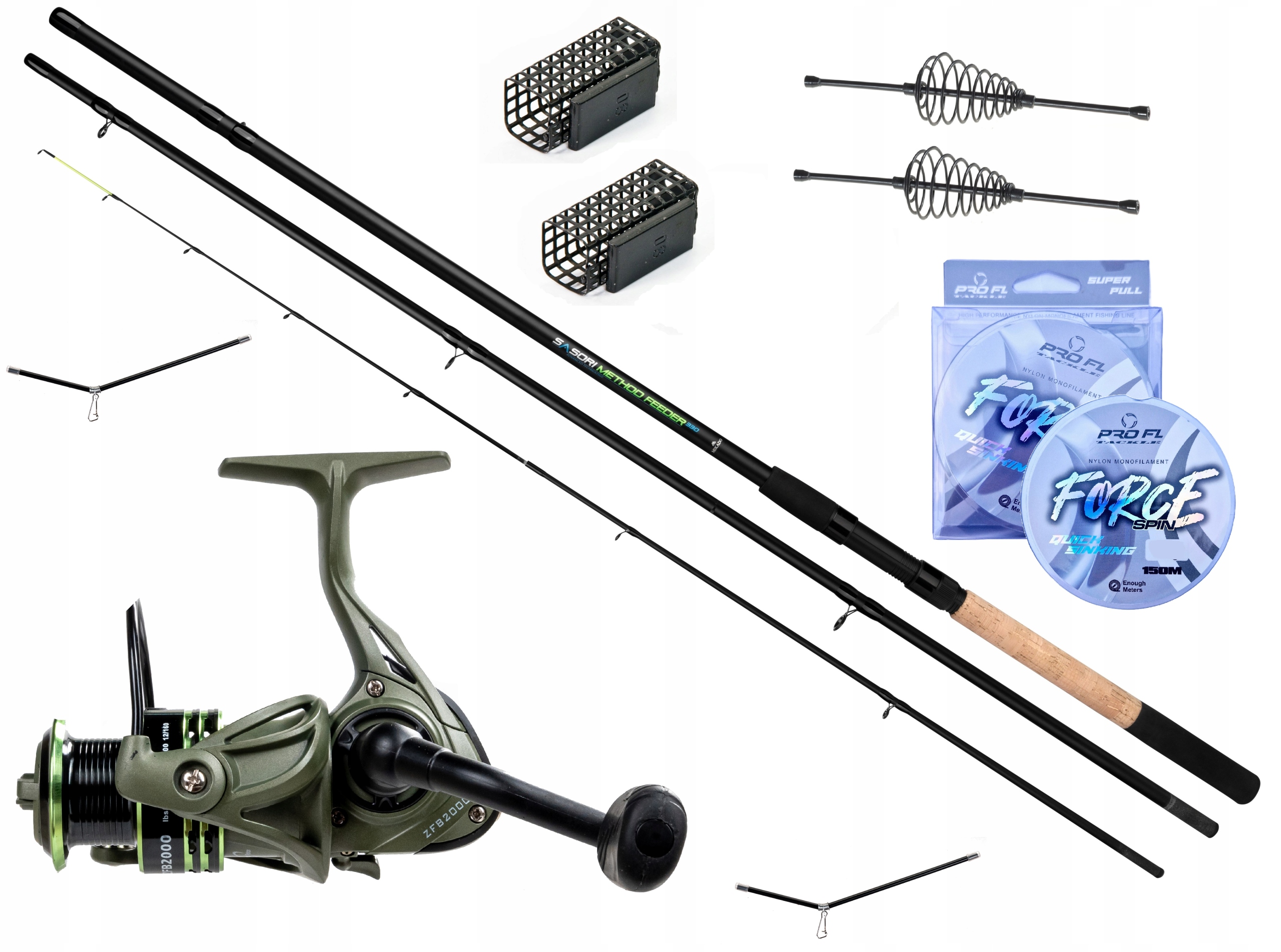 Mikado Wędka Feeder na grunt 3,6m Kołowrotek Żyłka koszyczki sprężyna