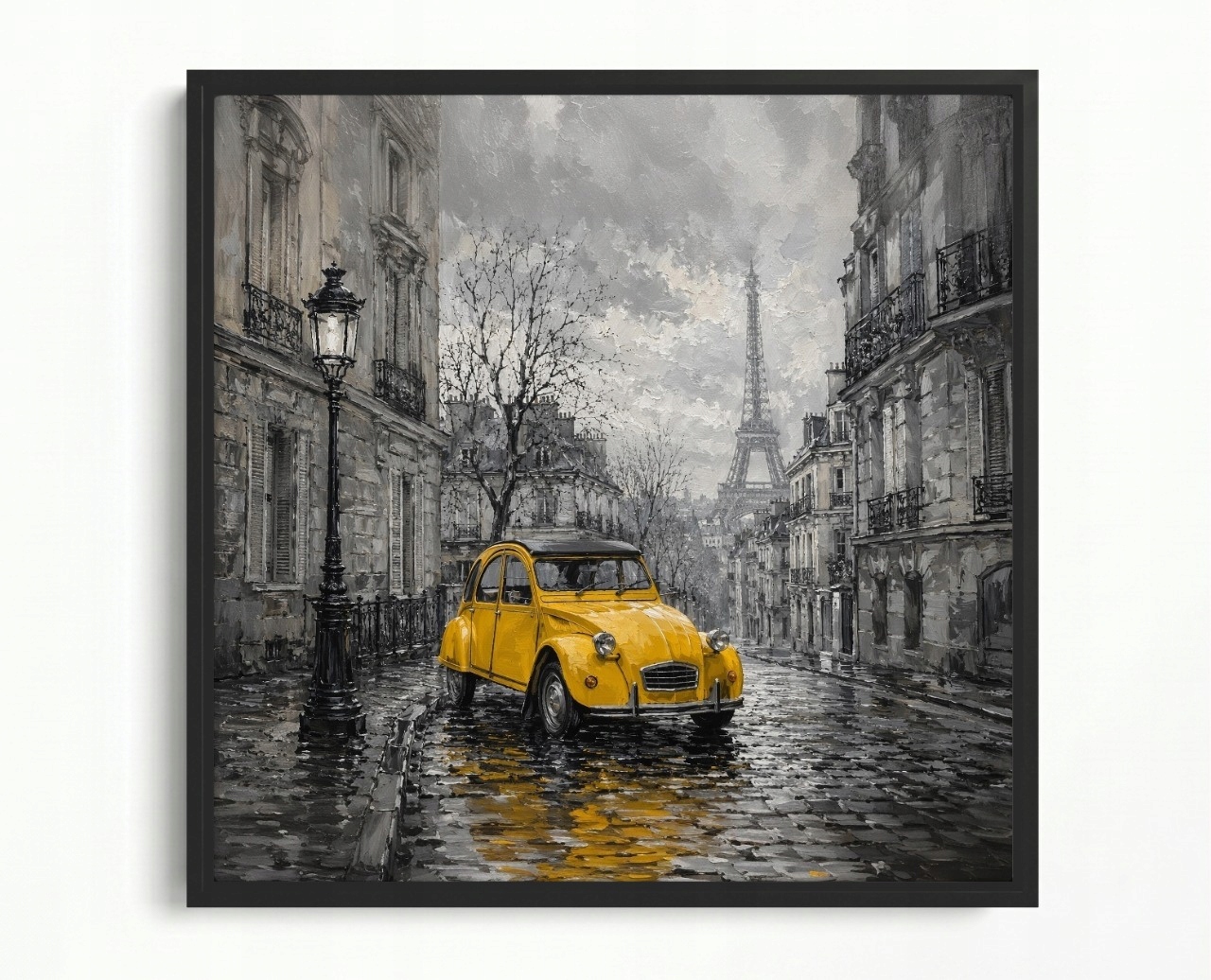 Obraz Rama American Box Mesto Francúzsko Paríž Ulička Žlté Auto 60x60