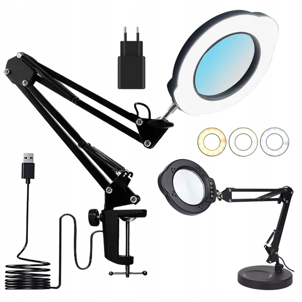 Led Lupa 360 Stupňů Otáčení, Flexibilní Rameno, 5 Barev, 10 Úrovní Jasu