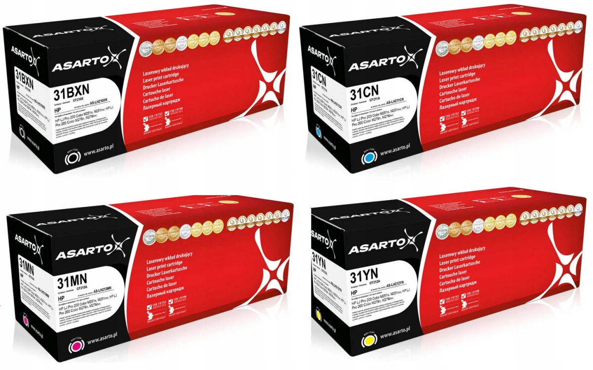 Zestaw 4x Toner Asarto do Hp 131 CF210X 2,4k Cmyk CF211 212 213 M251n M276n