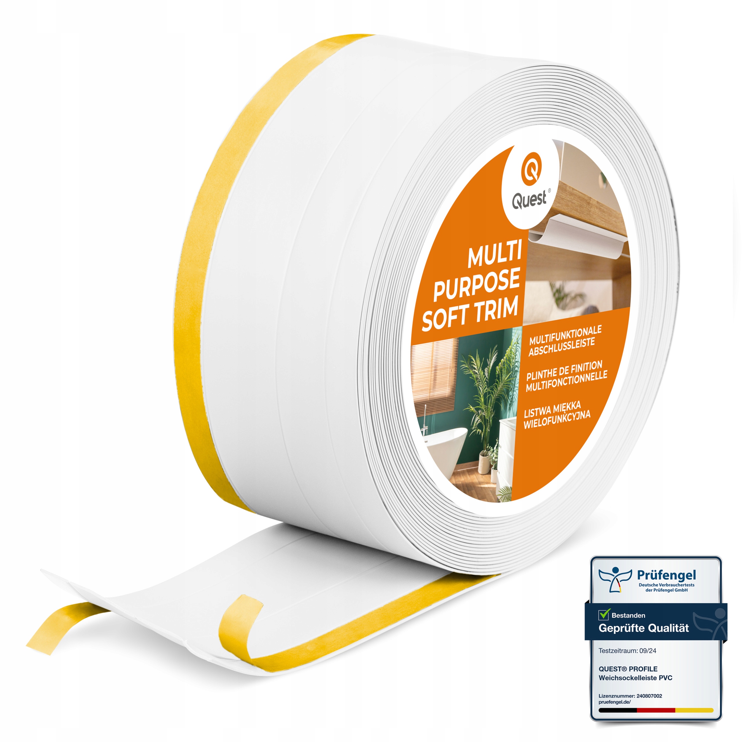 Pvc dokončovacia lišta 4in1 samolepiaca, biela 120 mm, 10 m, W2
