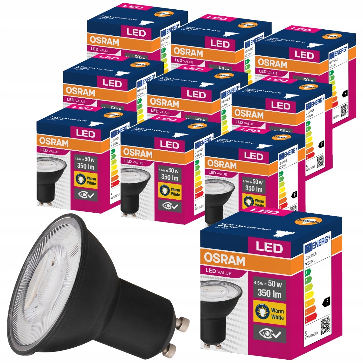 

10x Żarówka Led GU10 4,5W 50W 2700K Czarna Osram