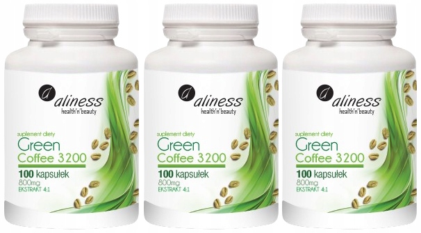 Sada 3 x Zelená káva Green Coffee 3200 Kontrola hmotnosti Hubnutí 100 kapslí