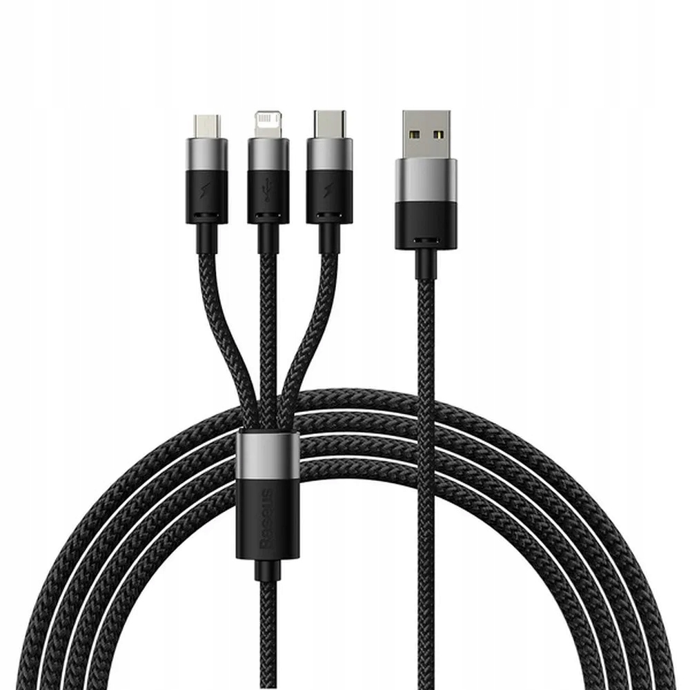 Baseus kabel 3w1 Usb A do Micro Usb Lightning Typ C 3,5A CAXS000001 1,2