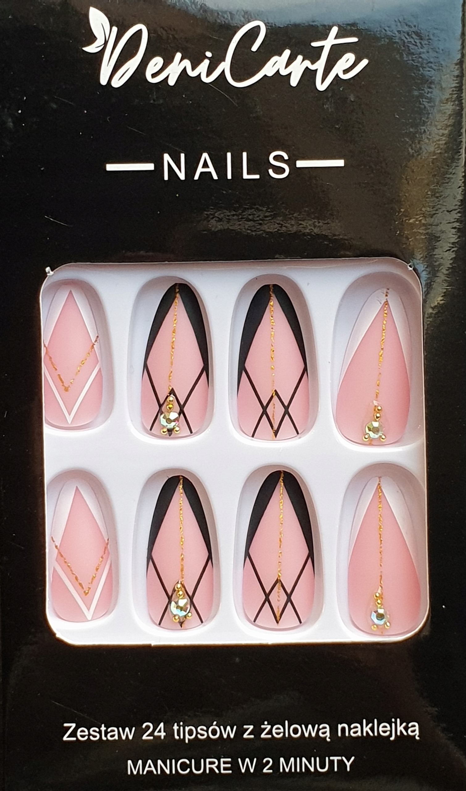 PAZNOKCIE SZTUCZNE TIPSY WZORY SAMOPRZYLEPNE 24SZT