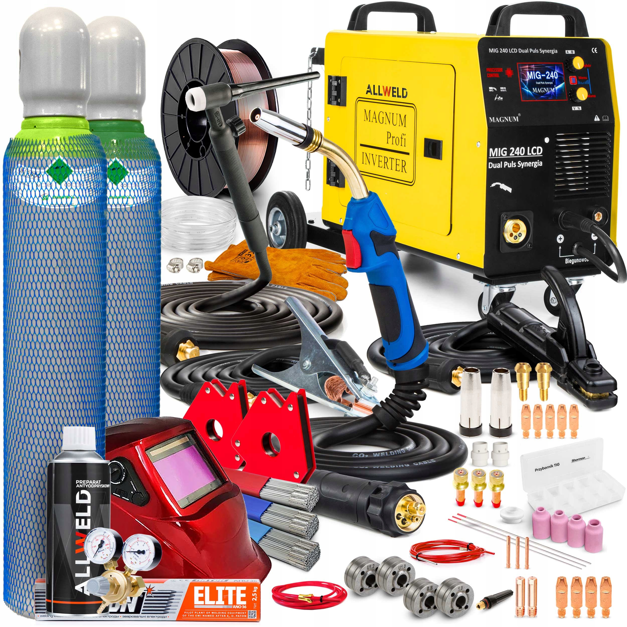 Poloautomatický Svařovací Stroj Magnum Mig 240 LCD Dual Puls Synergie 3V1