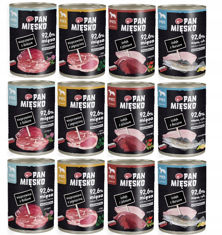 Pan Mięsko Karma Mokra Dla Psa MIX Smaków 12X400G