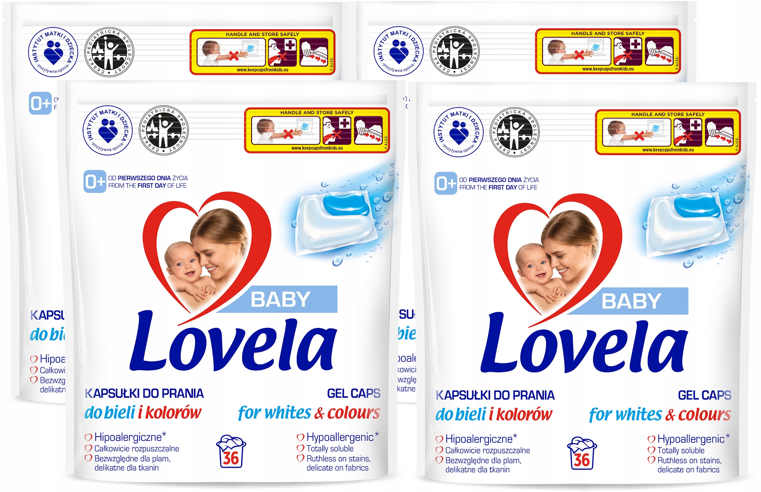 Levně Lovela Baby kapsle na praní Barva Bílá 4 x 36 kusů