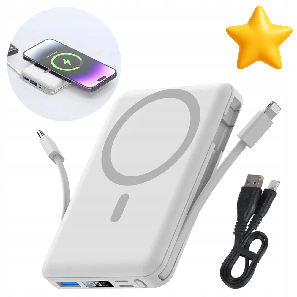 LCD Magnetická Powerbanka Magsafe 10000MAH Indukční Nabíjení Qc 20W