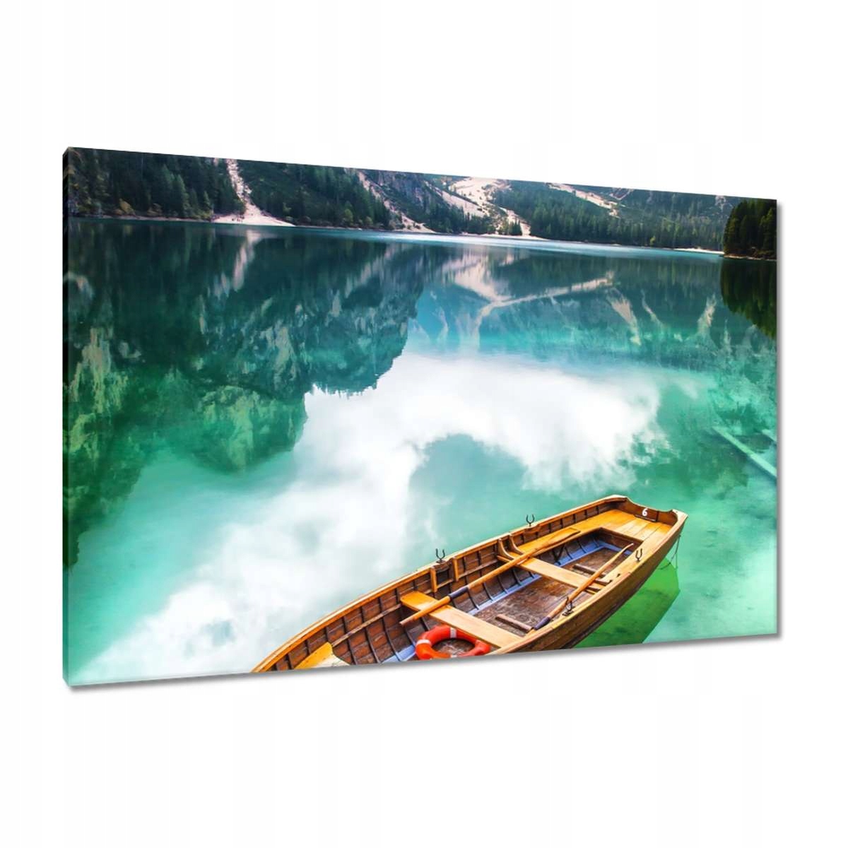 Obrazy 120x80 Loďka na horském jezeře
