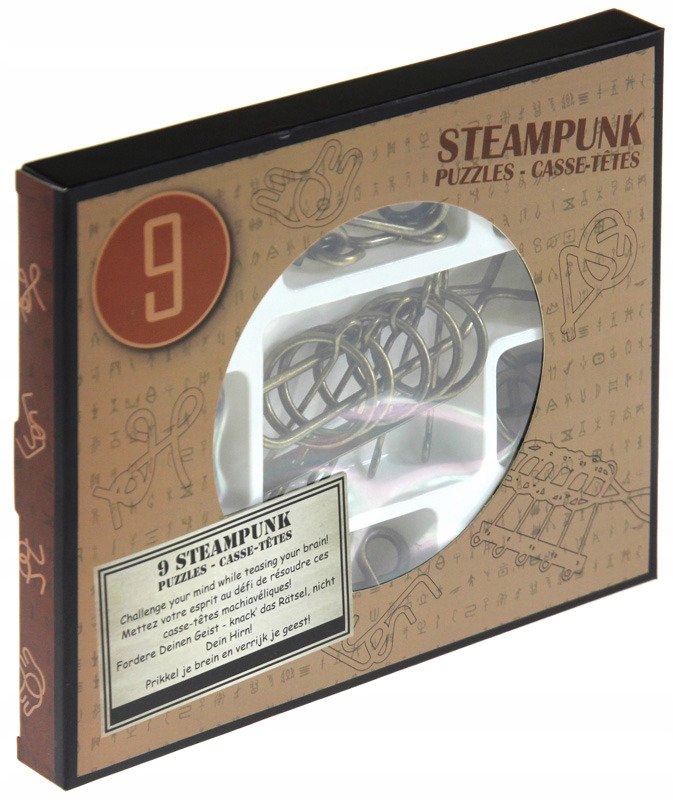 

Łamigłówki metalowe 9 szt Steampunk Logiczna brąz