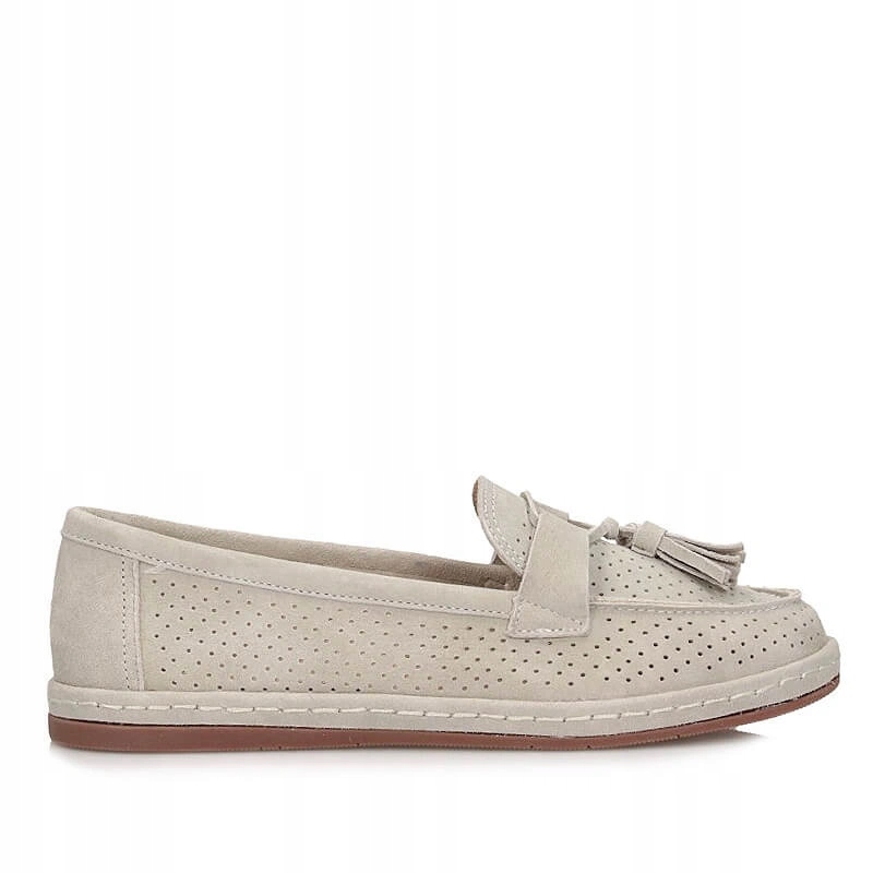 Mokasyny damskie Filippo DP7669/26 Be beżowe półbuty dziurkowane wsuwane