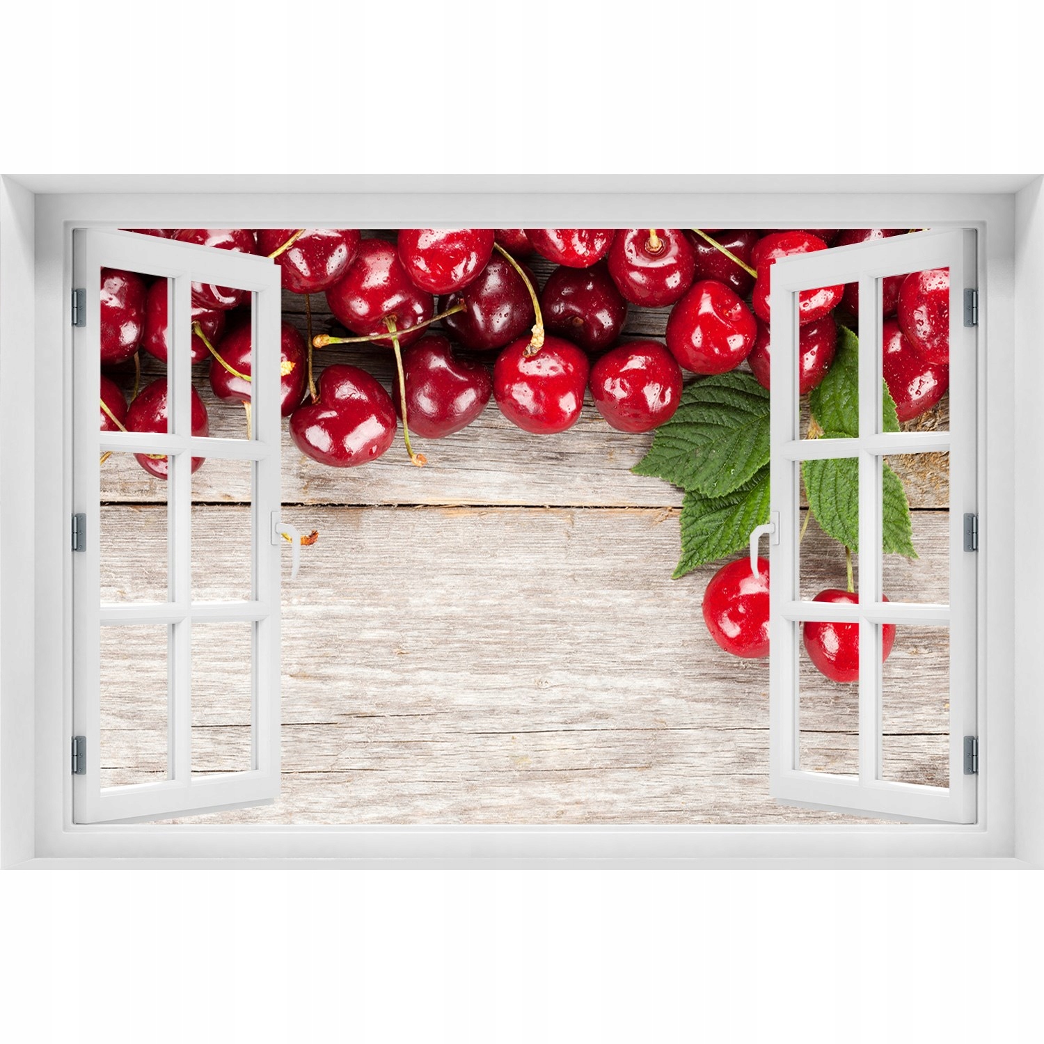 

Okno Naklejka na ścianę Wiśnie na drewnie 120x80