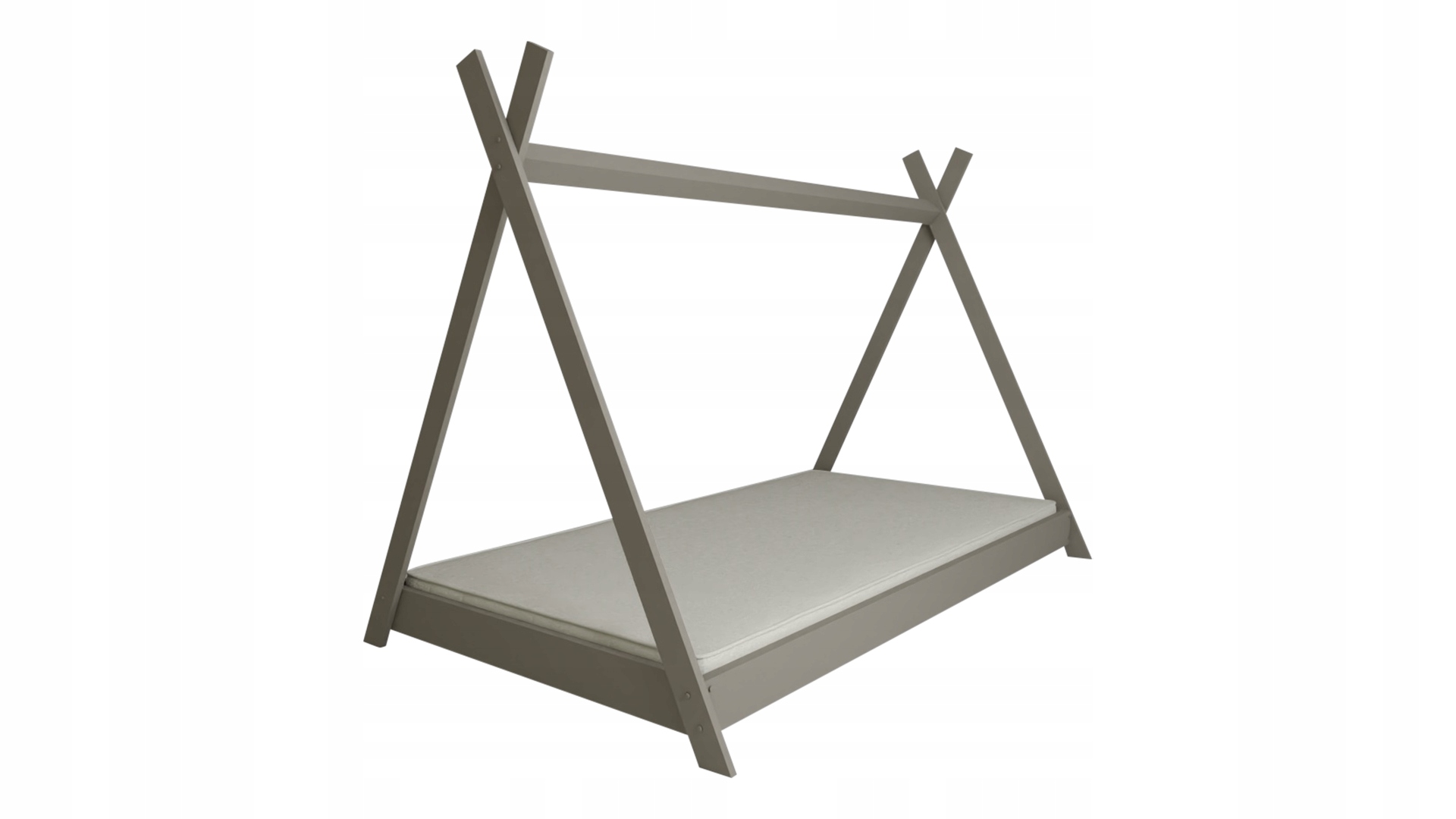 ŁÓŻKO DZIECIĘCE TIPI SZARE 80X180 + STELAŻ DREWNIANY