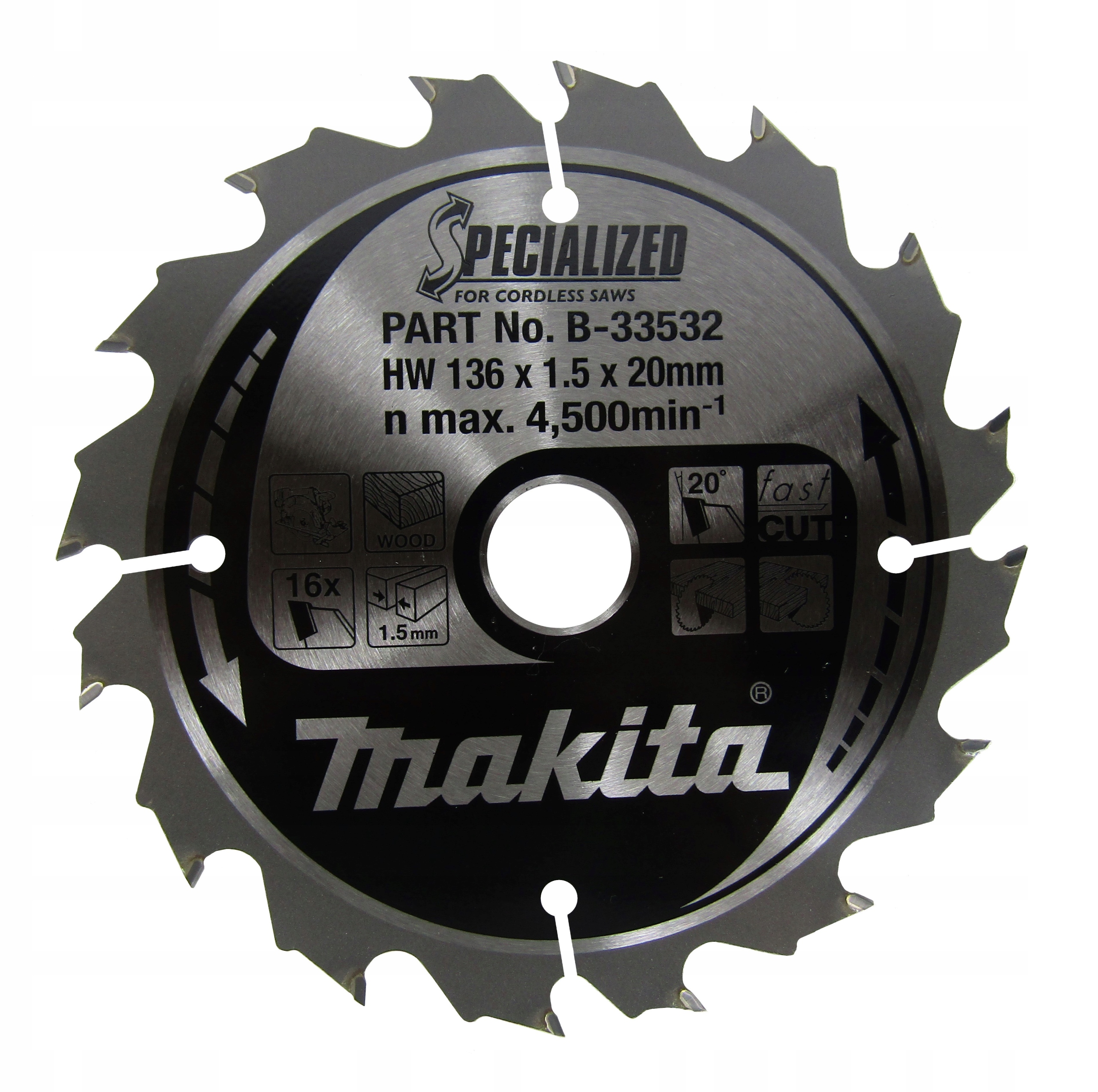 Makita tarcza do piły drewno Specialized 136x1.5x20 mm 16 zębów B-33532