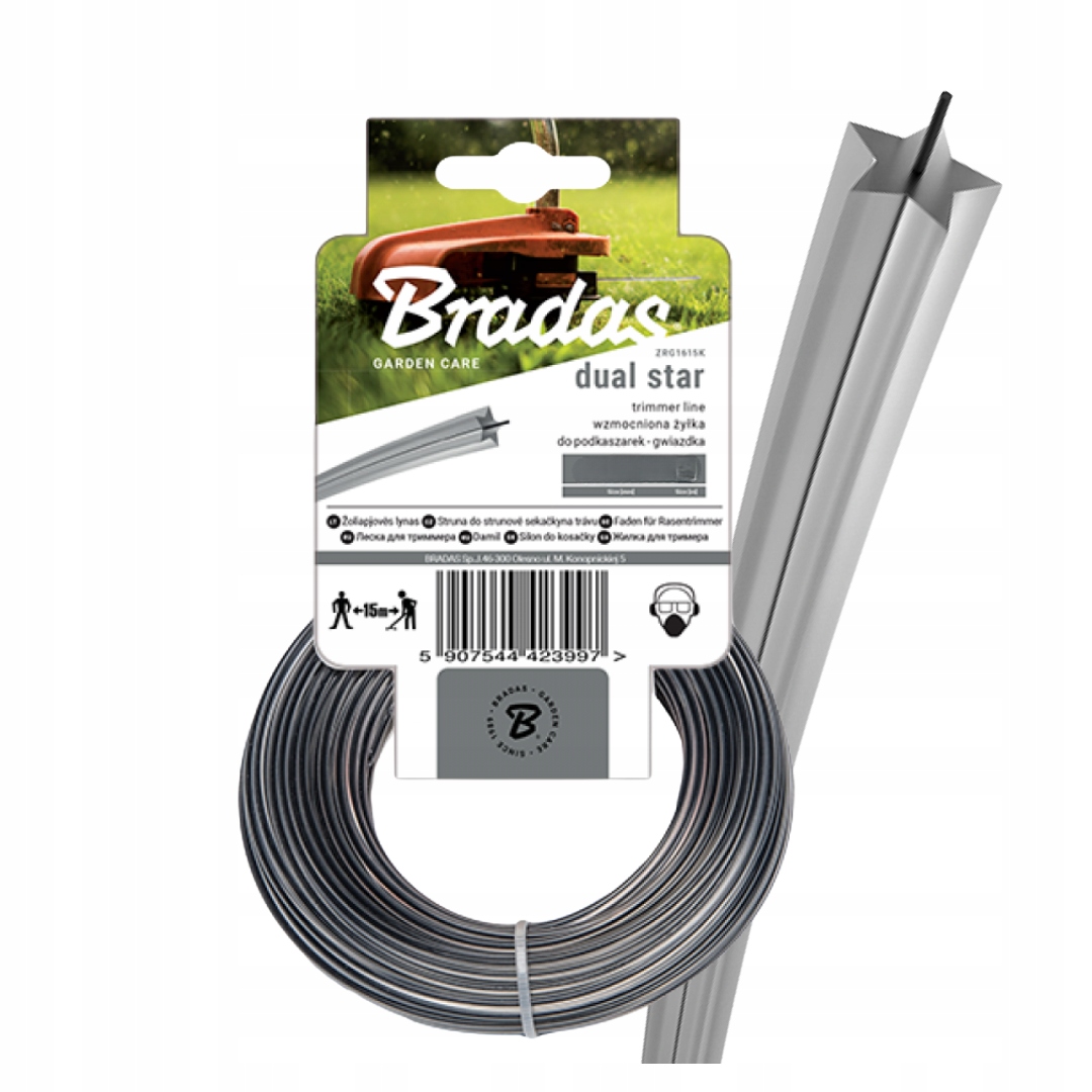 Žací Struna Do Sekačky Křovinořez 2,7 mm x 15 m Hvězdička Silná s drátem