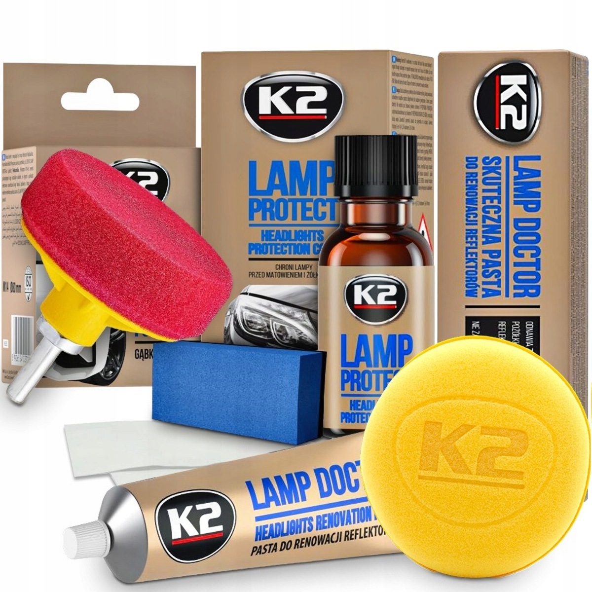K2 Zestaw Lamp Doctor Pasta Do Lamp Pad Gąbka Polerowanie Regeneracja Apl