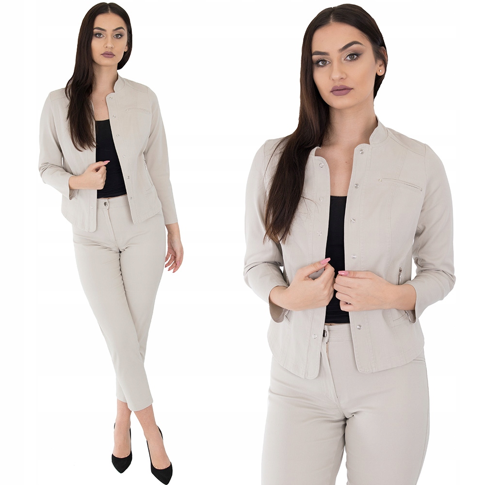 ŻAKIET KURTKA BAWEŁNA STÓJKA (38-52) BEŻOWY r.48