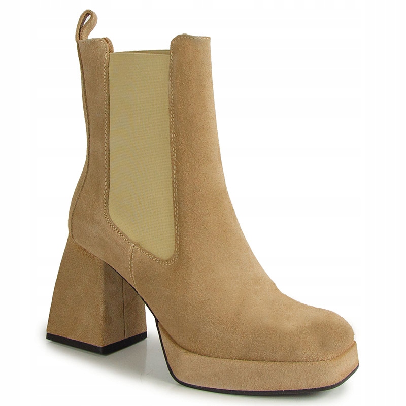 Carinii B7563 Kotníkové Boty Sloupek Semišová Kůže Béžová 36