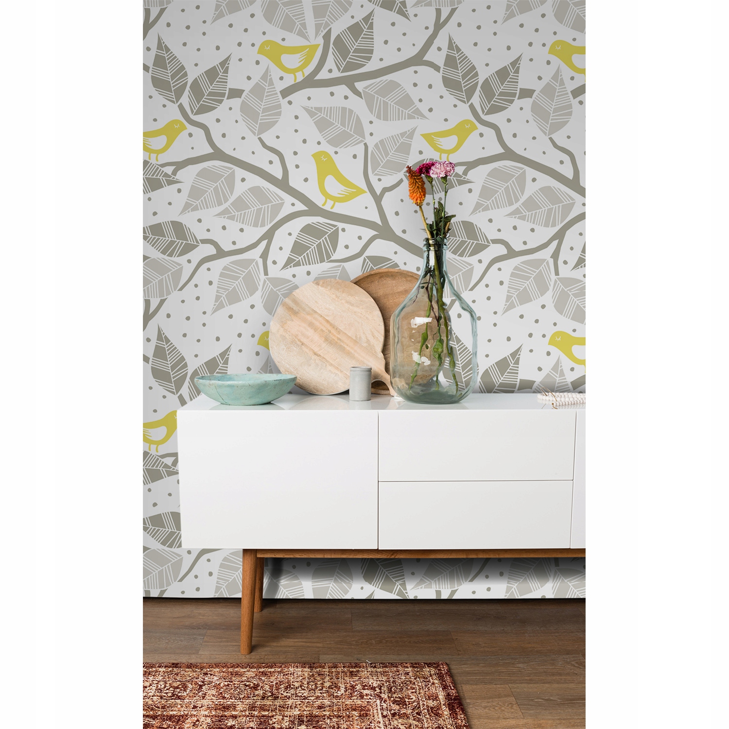 

Tapeta flizelinowa Zółte ptaszki 250x104 cm + klej