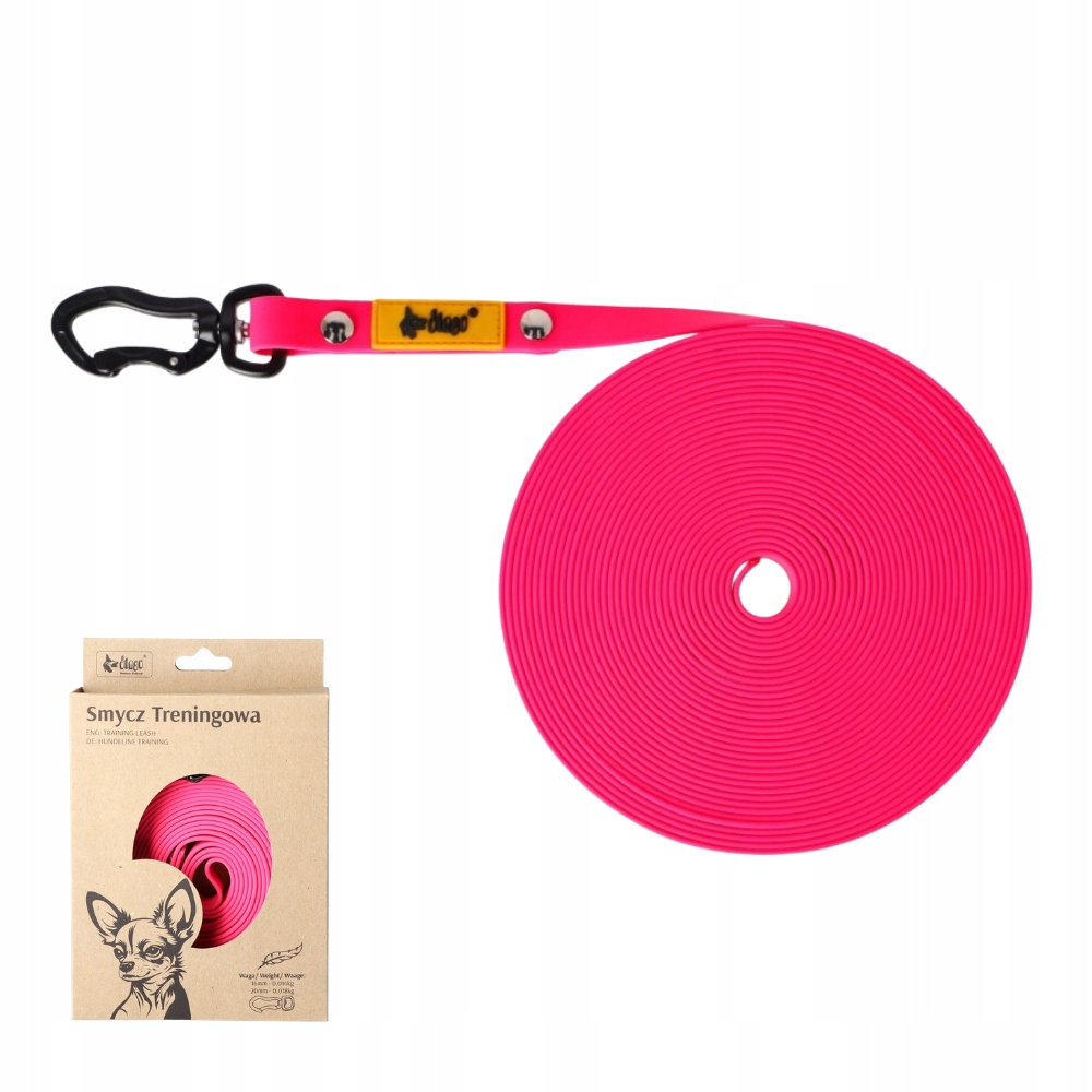 Dingo Flex smycz treningowa dla psa 10 m 1,6 cm różowa mocna bez uchwytu