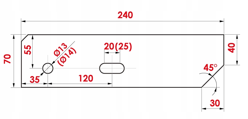 STOPNIE WEMA 800x240MM PŁASKOWNK 30X2MM SCHODY METALOWE Materiał stal