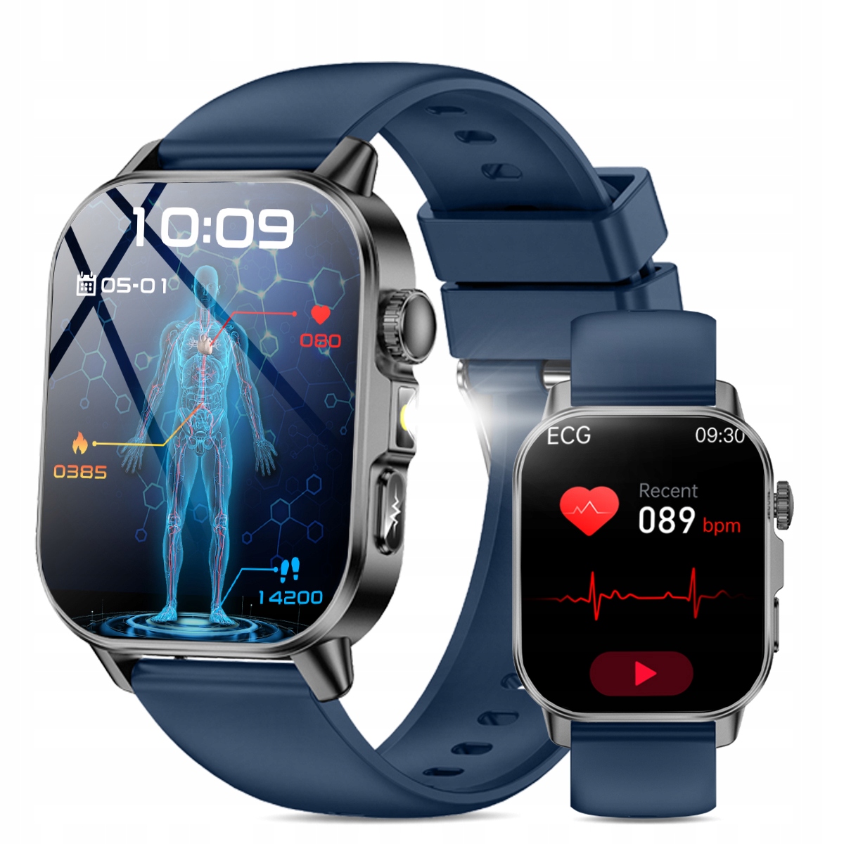 Chytré hodinky Ekg pro seniory, monitor srdečního tepu a saturace krve kyslíkem, měření Bmi Hrv SpO2, možnost hovoru