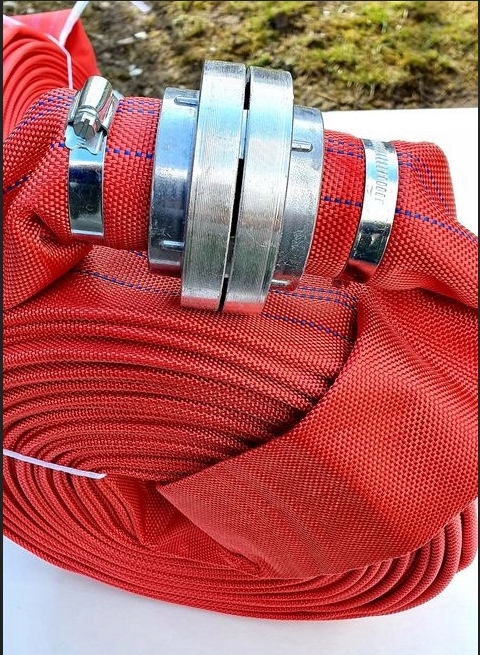 WĄŻ STRAŻACKI Parciany CZERWONY Do WODY Pompy Szamba Motopompy 2" cale 30m Długość 30 m