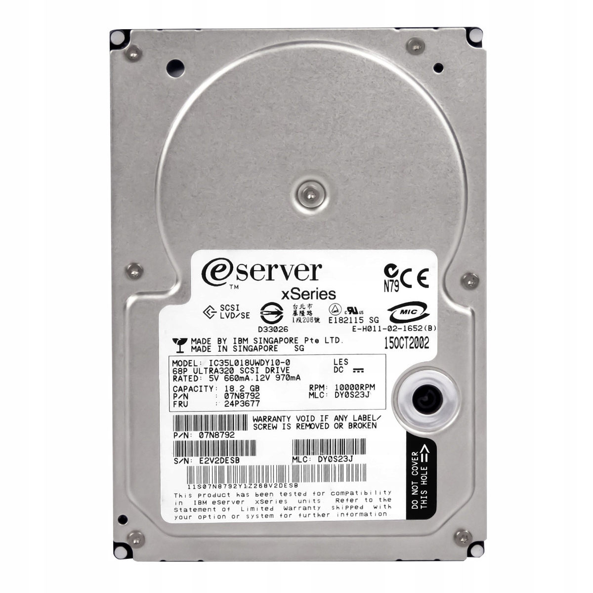 Ibm 24P3677 07N8792 18.2GB 10K Scsi U320 3.5'' IC35L018UWDY10-0