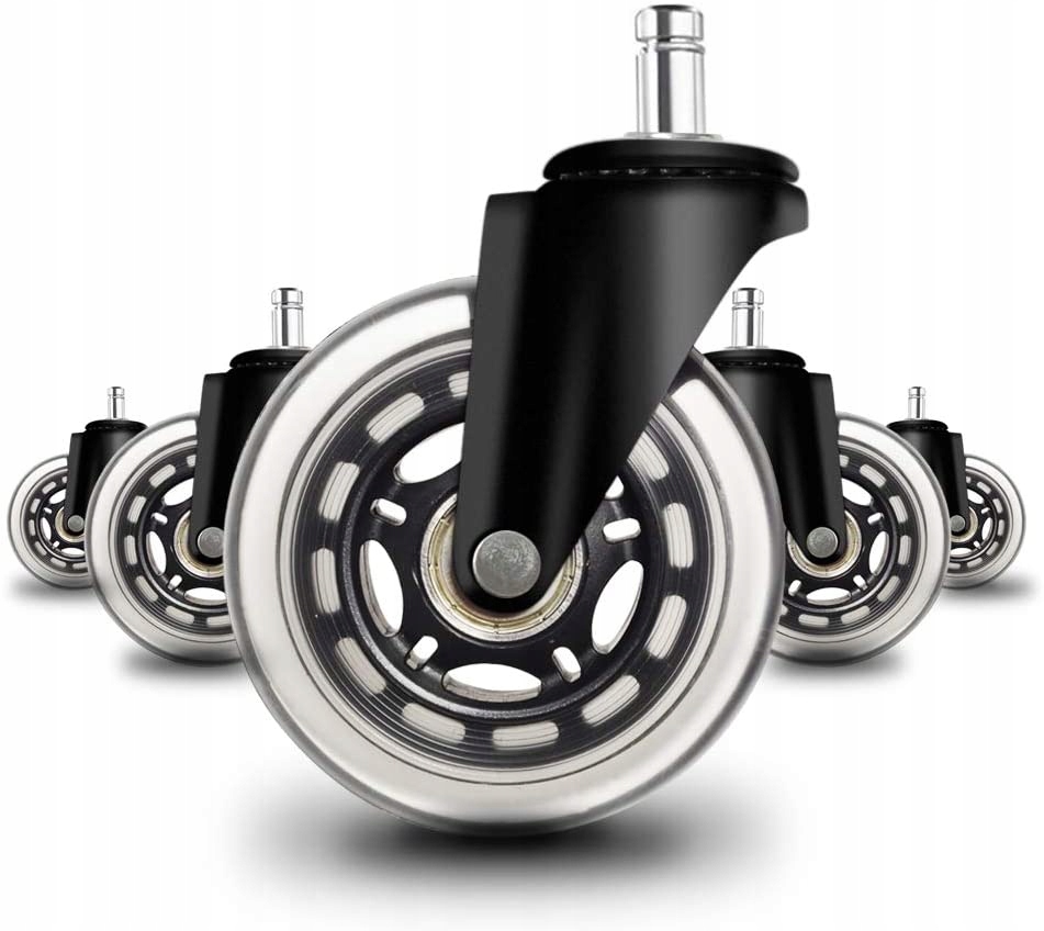 5x ŁOŻYSKOWANE KÓŁKA KAUCZUKOWE GUMOWE DO FOTELA OBROTOWEGO KRZESŁA MOCNE
