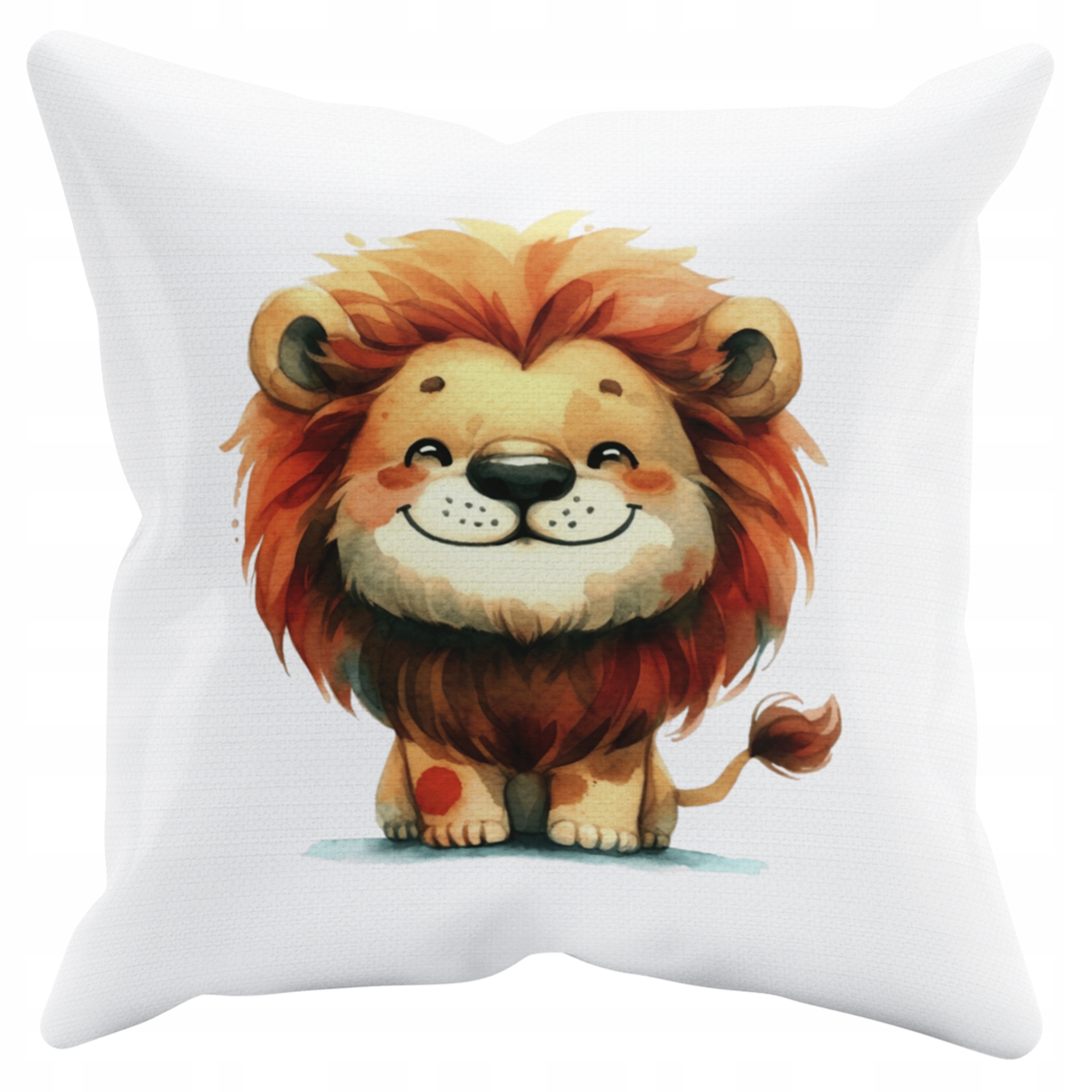 POSZEWKA NA PODUSZKĘ JAŚKA DO PRZEDSZKOLA LEW ZWIERZACZEK + IMIĘ GRATIS Kolor dominujący biel