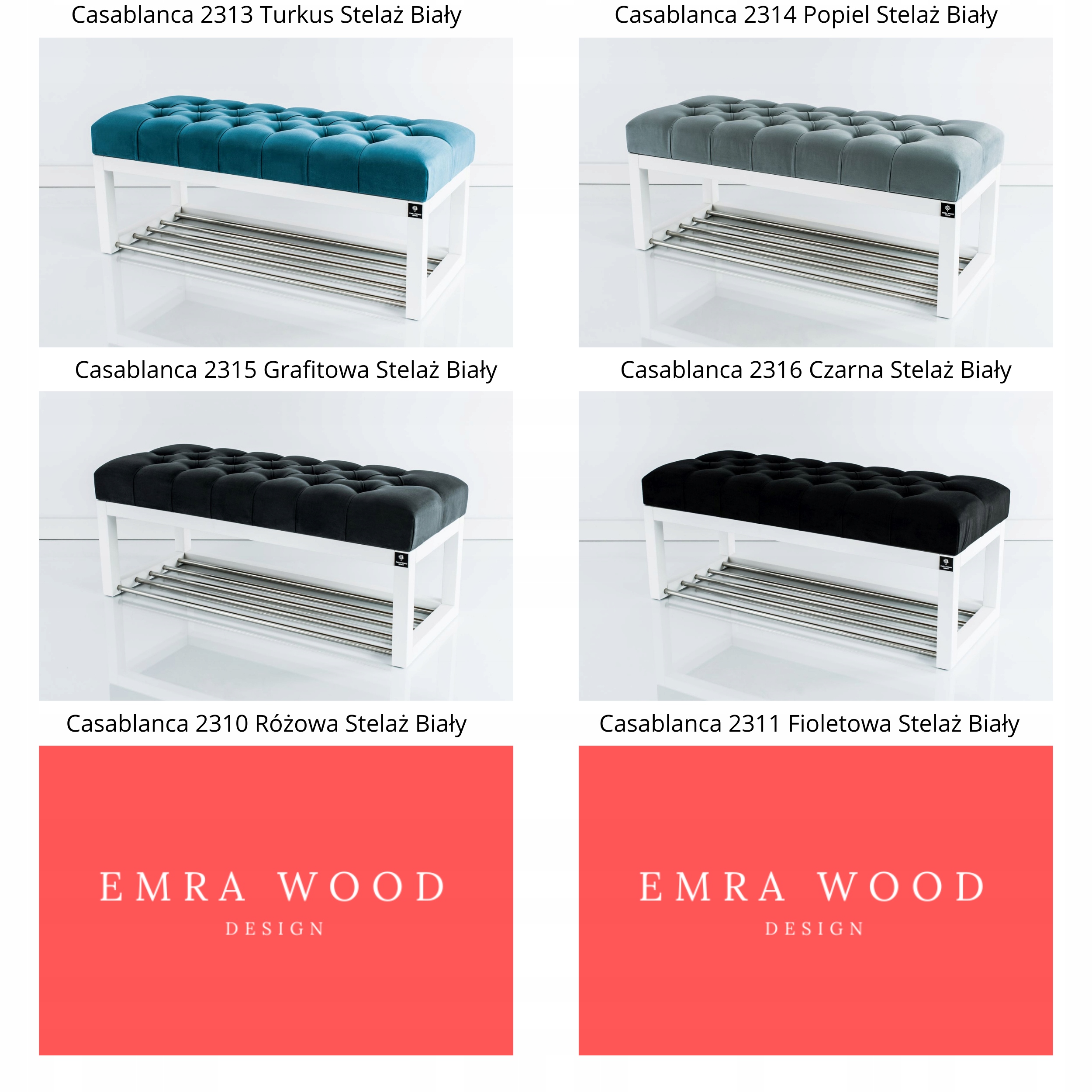 185 Ławka Do Przedpokoju Wiatrołap Biała EMRA LPP4 Materiał obicia tkanina