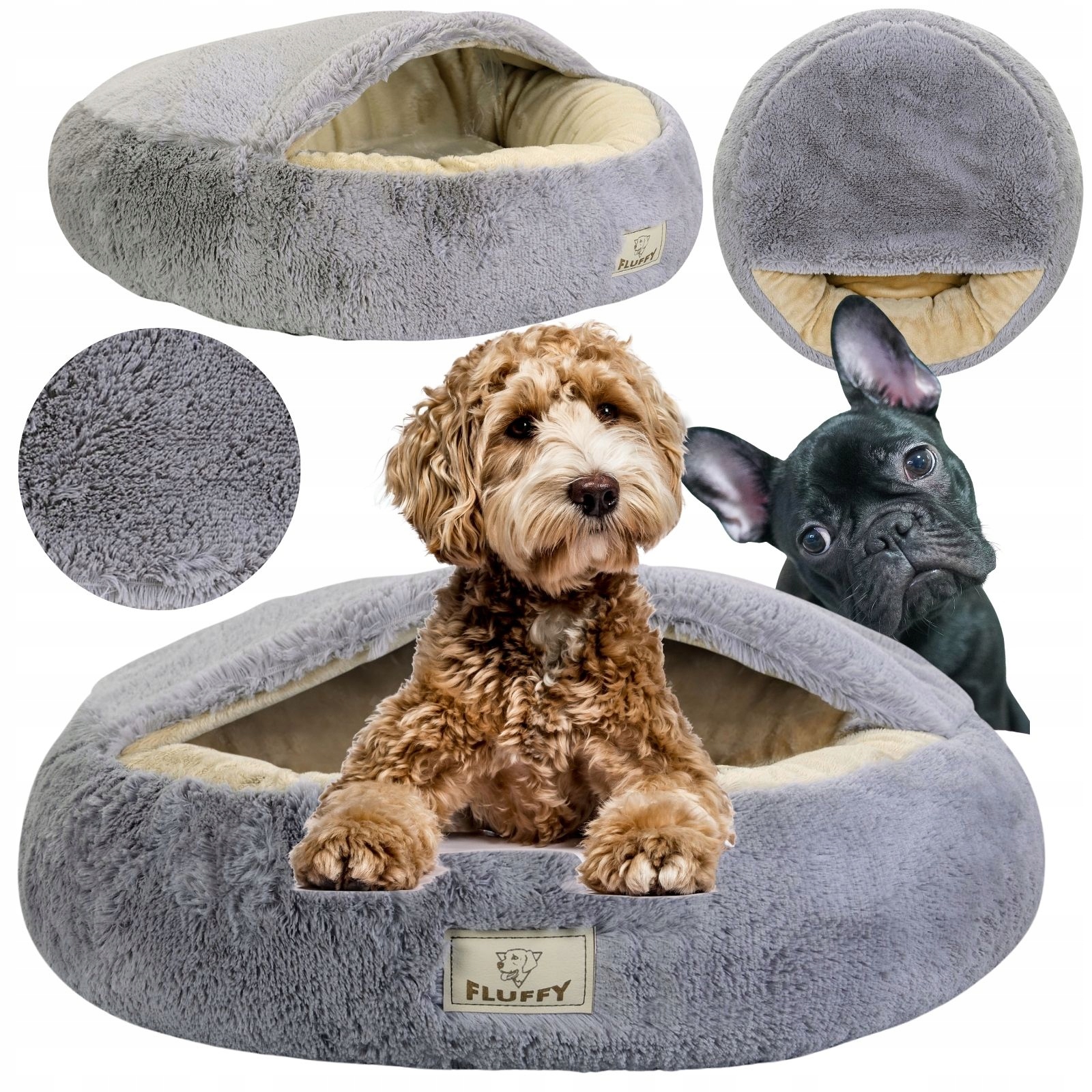 Legowisko Dla Psa Budka Fluffy Daszek Puchate Antystresowe Chmurka 80CM XL