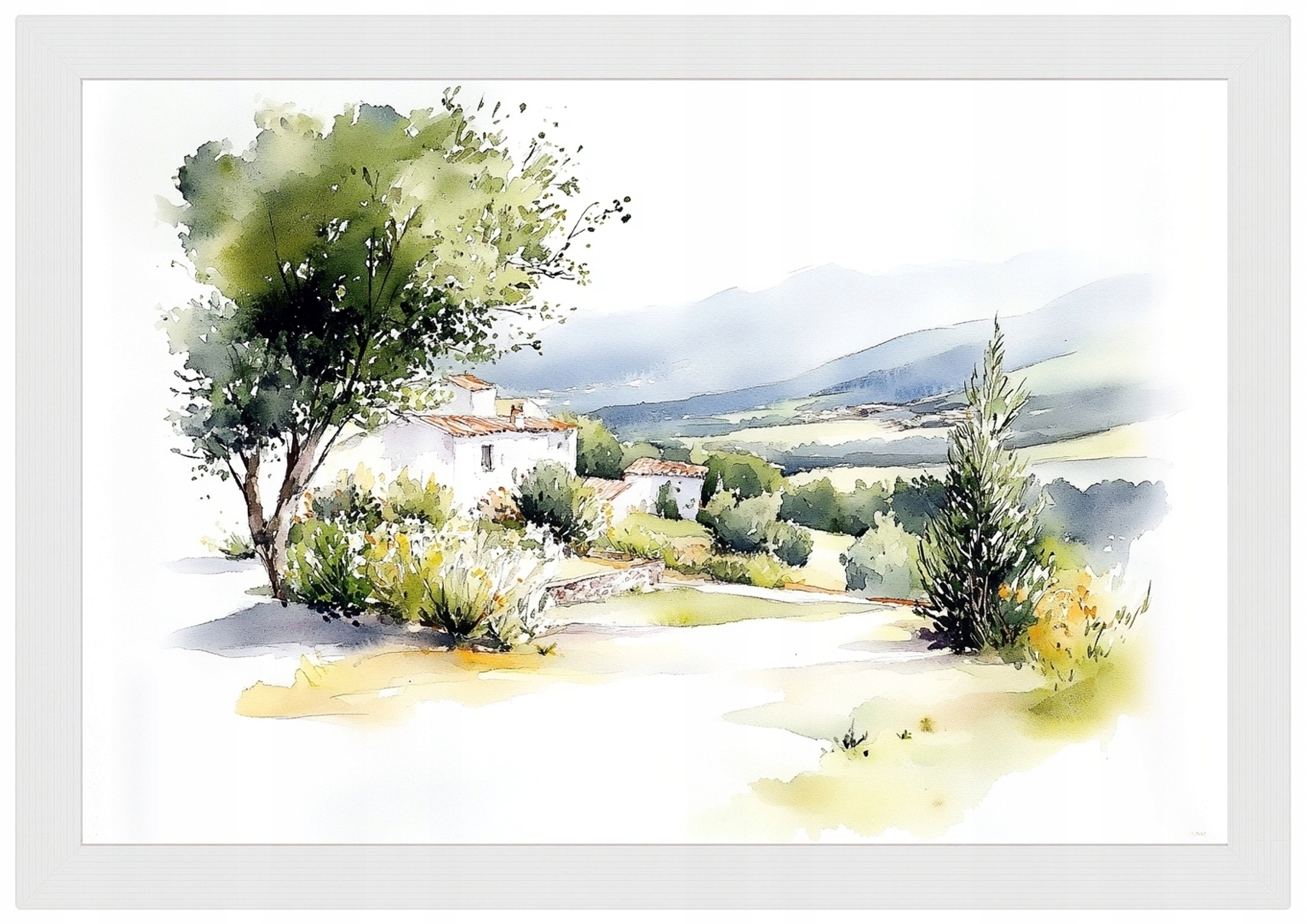 Rámeček Dřevěná Plakát Španělsko Asturie Hory Dům Villa Léto 60x40
