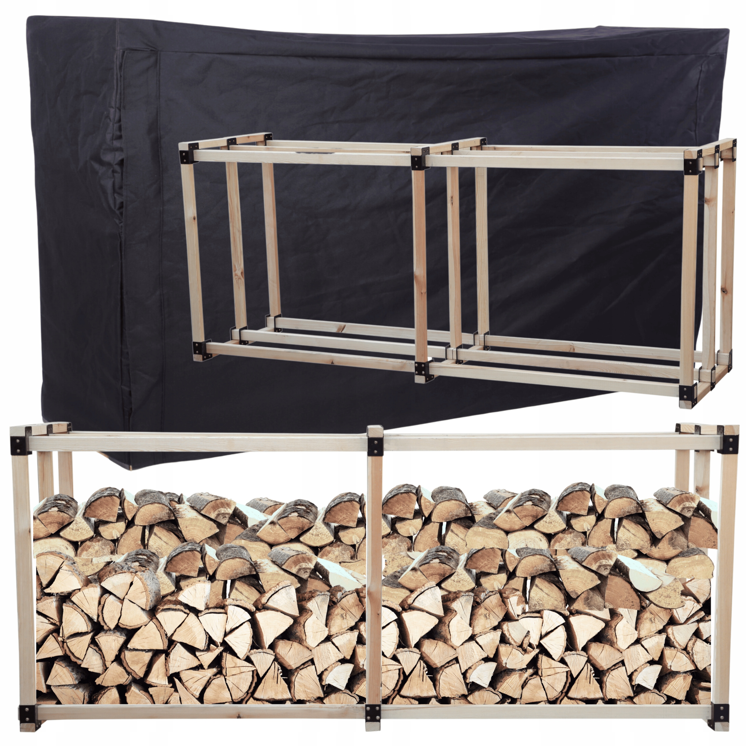 Stojan na dřevo krbový přístřešek s dřevěným potahem 2,2 m3 Eko Pevný