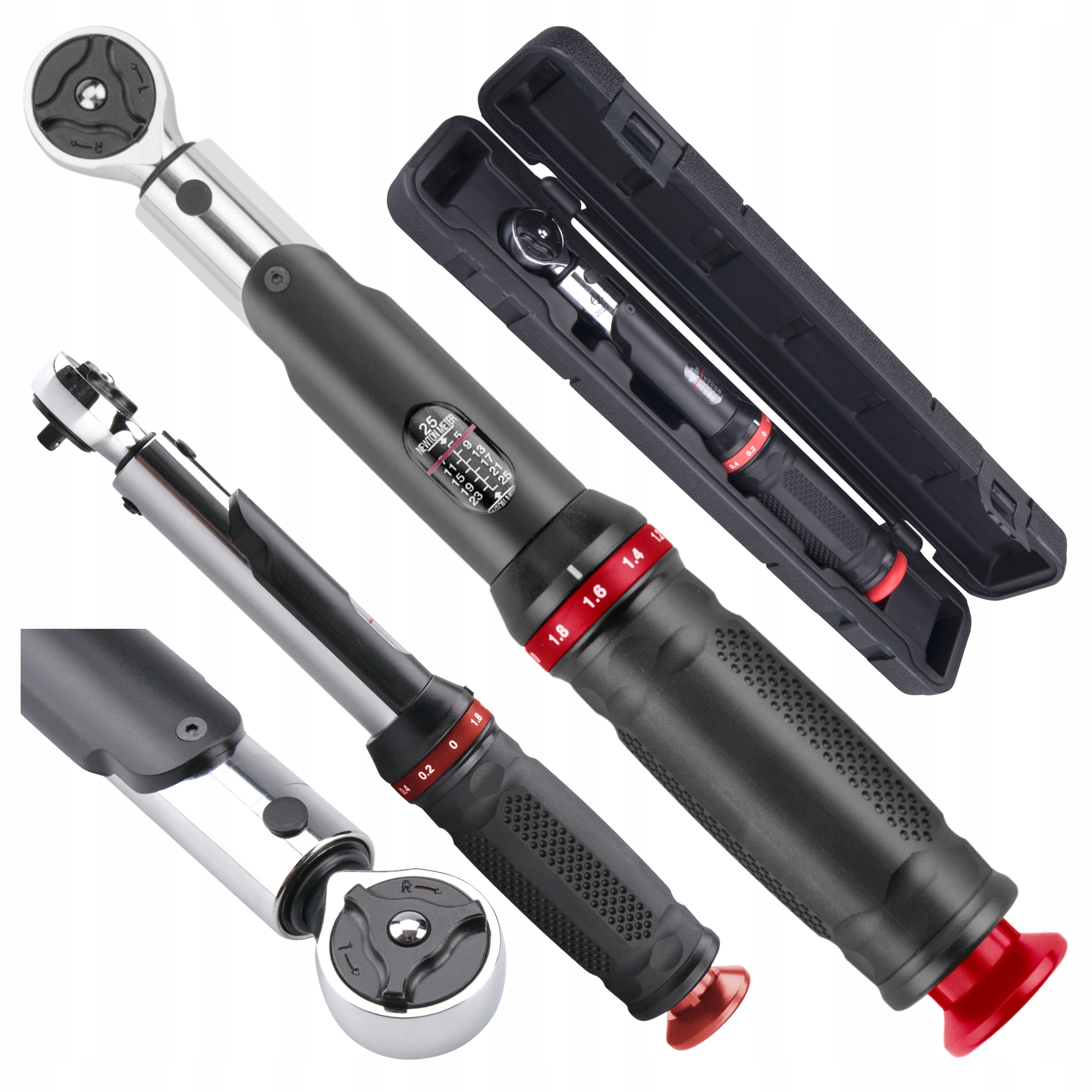 Momentový kľúč 1/4" 5-25 Nm s mierkou a blokovaním 300 mm, certifikát CrV