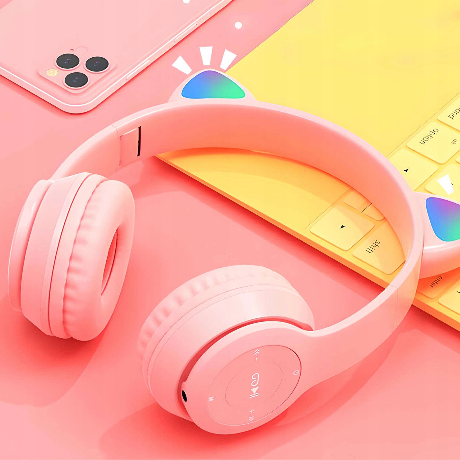 PREZENT DLA DZIEWCZYNKI SŁUCHAWKI BEZPRZEWODOWE NAUSZNE - KOCIE USZKA Model Kocie uszy słuchawki Bluetooth