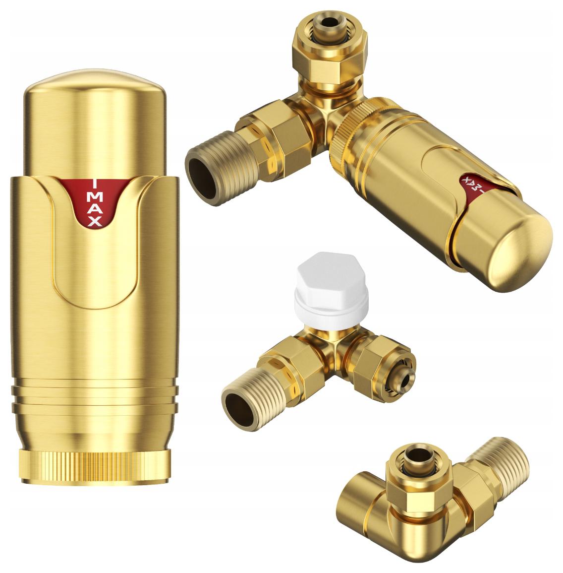 Termostatický radiátorový ventil 3-osový napájací set 1/2" Zlatý