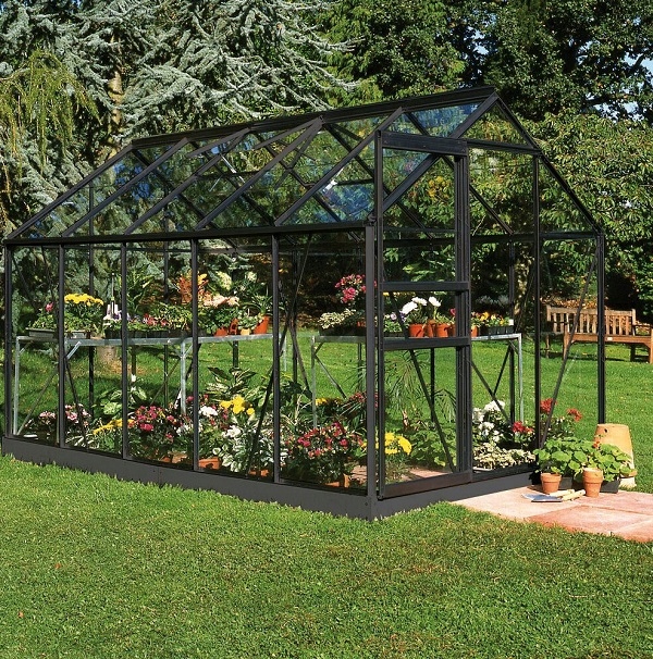 acm ALUMINIOWA SZKLARNIA 6,3 m2 POPULAR szkło hartowane + BAZA CZARNA