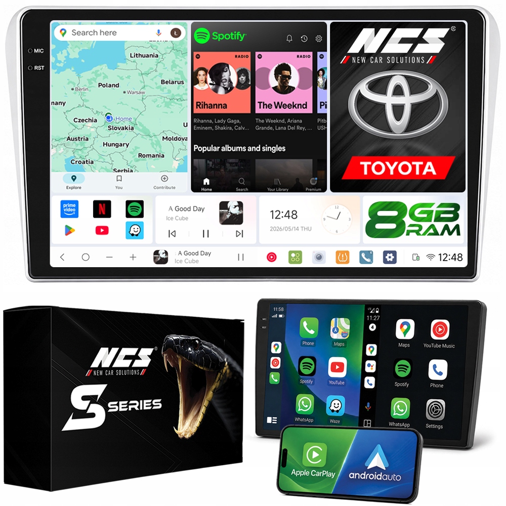Rádio Navigace Ncs DS9 Toyota Avensis 2002-2009 Android 8GB Lte 9″