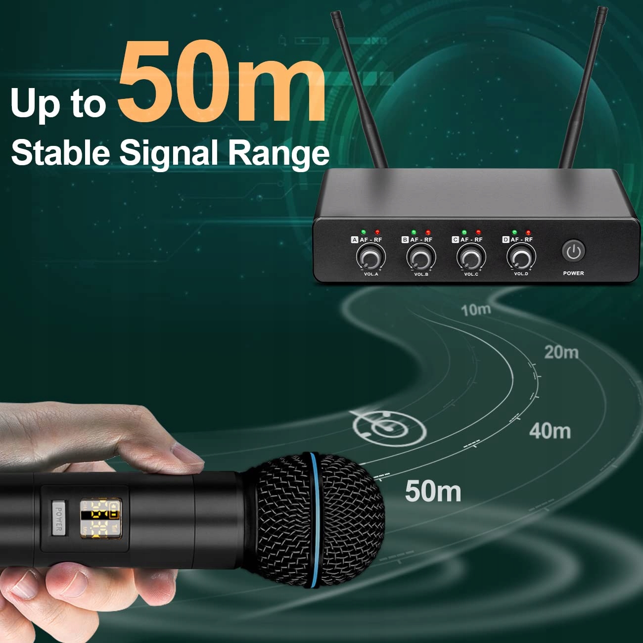 DEPUSHENG R5 Profesjonalny Bezprzewodowy System Mikrofonów UHF Do Karaoke — miniatura 2